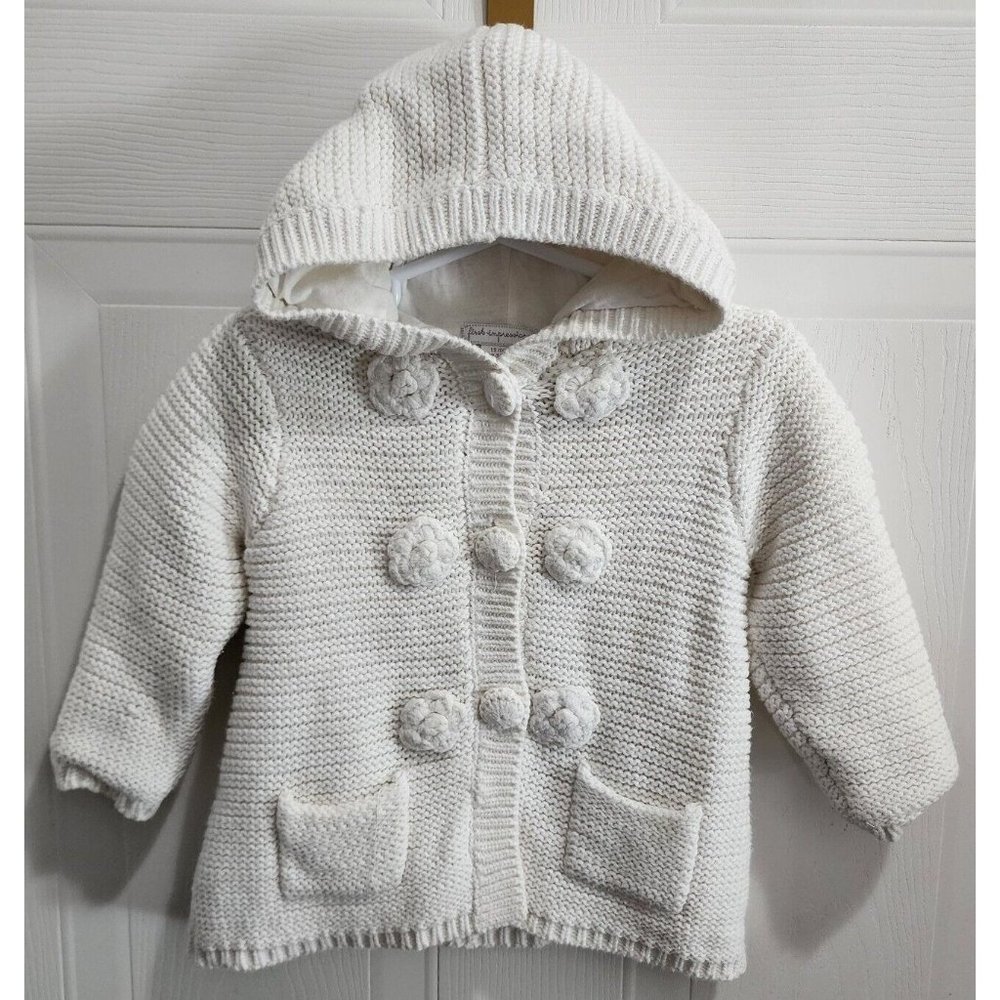 First Impressions Baby L/S Knit Hooded Button Up Cardigan Sweater Jacket Sz 12M